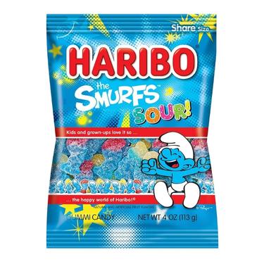Haribo Sour Smurfs 4oz Bag 12ct Box