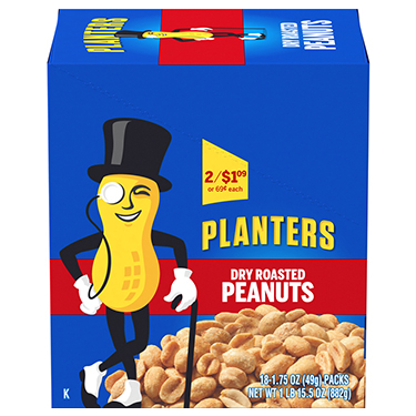 Planters Dry Roasted Peanuts 18ct Box Expires May 7th 2026
