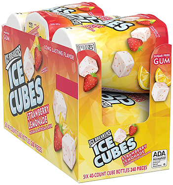 Ice Breakers Ice Cubes Strawberry Lemonade Sugar Free Chewing Gum 6ct Box Expires August 1st 2025