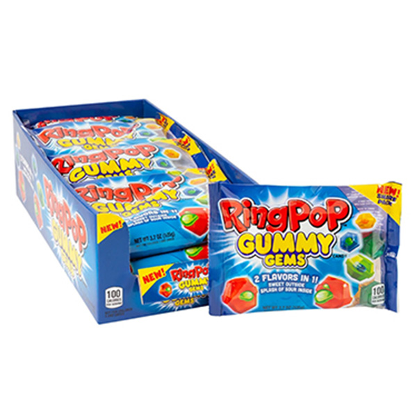Ring Pop Gummy Gems 3.7oz Bags 16ct Box Expires June 4th 2026