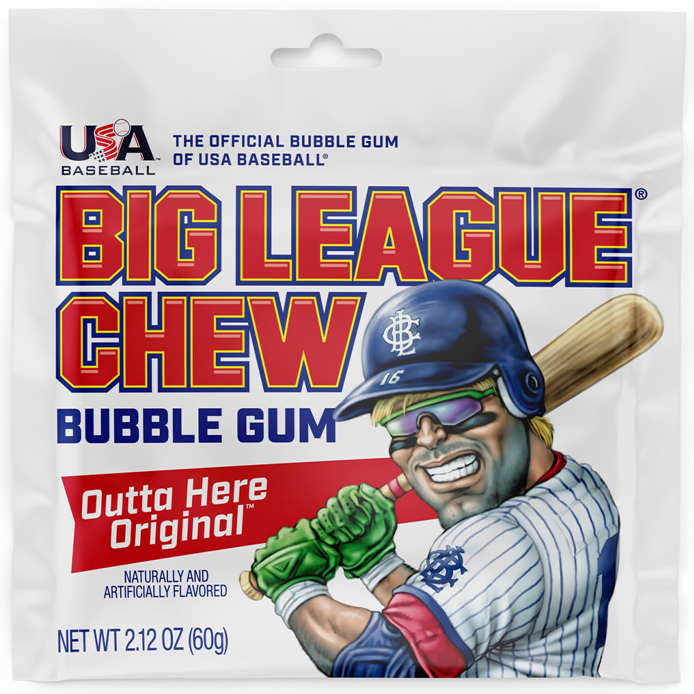 Big League Chew Outta Here Original Bubble Gum, 2.12 oz Pouch