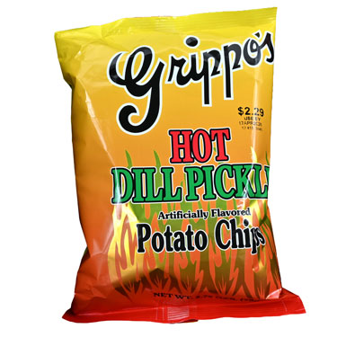 Grippos Hot Dill Potato Chips 2.75oz Bags 24ct