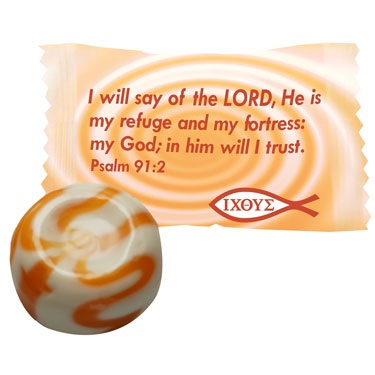Scripture Candy Wrapped Hard Candy Peaches and Cream 1 Lb