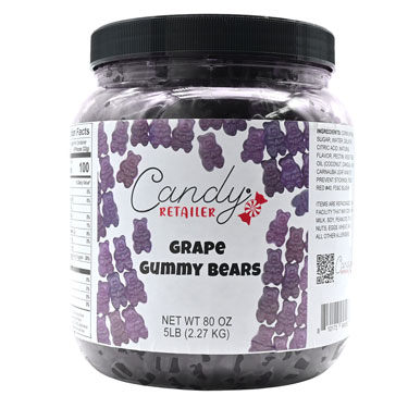 Candy Retailer Gummy Bears Grape 5 Lb Jar