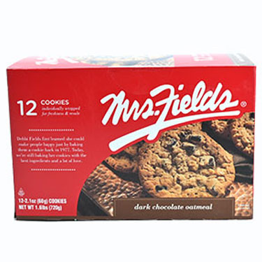 Mrs Fields Dark Chocolate Oatmeal 2.1oz 12ct Box