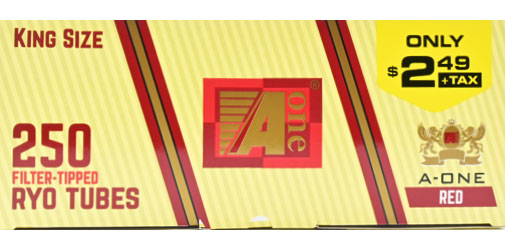 A One Cigarette Tubes Red Kings PP 2.49 250ct Box 