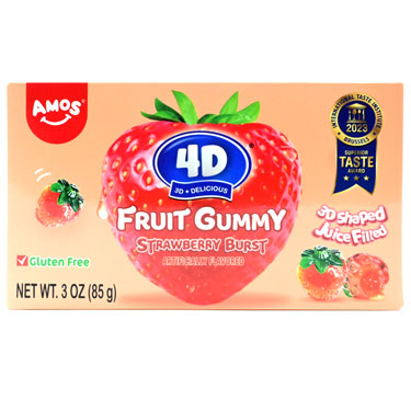 Amos 4D Strawberry Burst Fruit Gummy 3oz Box 