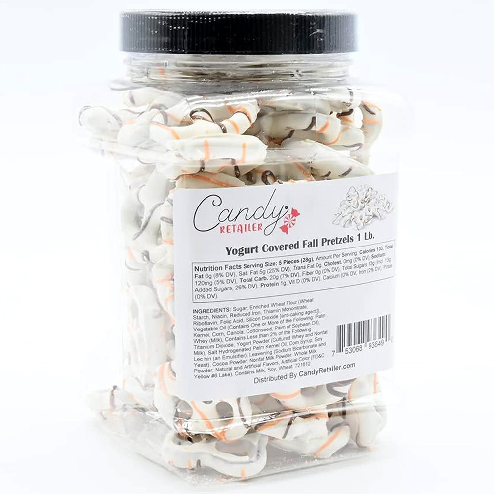 Candy Retailer Yogurt Covered Fall Pretzels 1 Lb Jar
