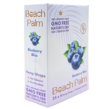 Beach Palm Hemp Wraps Blueberry Bliss 25 Packs of 4 