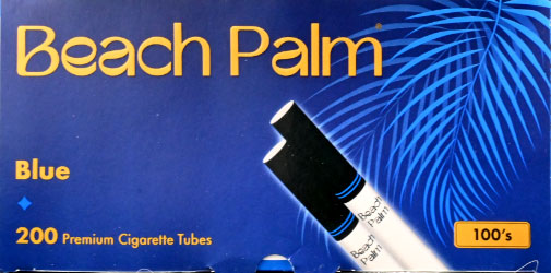 Beach Palm Cigarette Tubes Blue 100s 200ct Box 