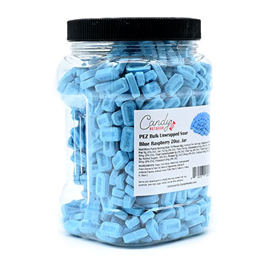 Candy Retailer PEZ Bulk Unwrapped Sour Blue Raspberry 20oz Jar 