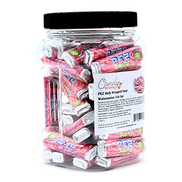 Candy Retailer PEZ Bulk Wrapped Sour Watermelon 1Lb Jar 