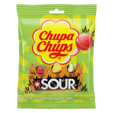 Chupa Chups Assorted Sour Pops 4.2oz Bag 