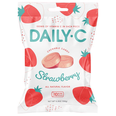 Daily C Strawberry Flavored Chewable Candy 5.30oz Bag 