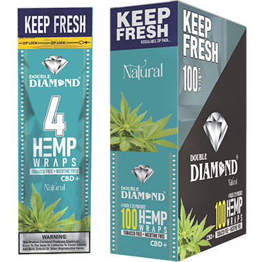 Double Diamond Hemp Wraps Natural 25 Packs of 4 