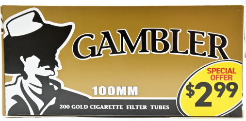 Gambler Cigarette Tubes Gold 100 PP 2.99 200ct Box 