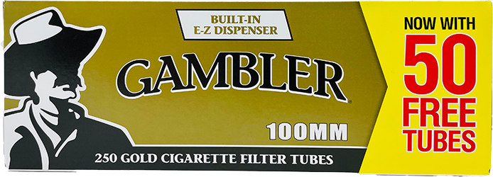 Gambler Cigarette Tubes Gold 100s 250ct Box 