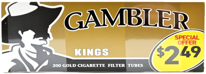 Gambler Cigarette Tubes Gold PP 2.49 200ct Box 