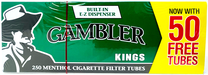 Gambler Cigarette Tubes Menthol King Size 250ct Box 