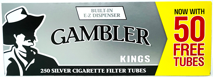 Gambler Cigarette Tubes Silver King Size 250ct Box 