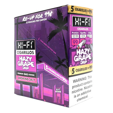 Hi Fi Cigarillos Hazy Grape Drip 15 Packs of 5 