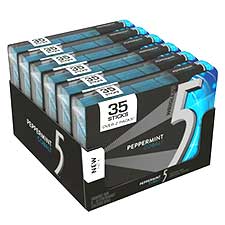 5 Gum Peppermint Cobalt Sugar Free Chewing Gum, 35 Sticks, 6 Pack