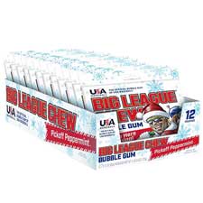 Big League Chew Christmas Pickoff Peppermint Bubble Gum, 2.12 oz Pouch