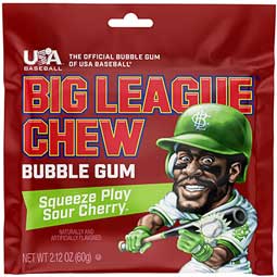 Big League Chew Squeeze Play Sour Cherry Bubble Gum, 2.12 oz Pouch