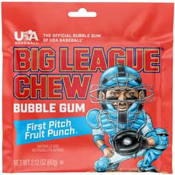 Big League Chew First Pitch Fruit Punch Bubble Gum, 2.12 oz Pouch