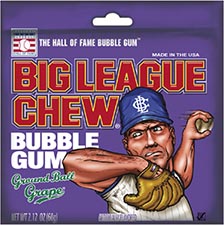 Big League Chew Ground Ball Grape Bubble Gum, 2.12 oz Pouch