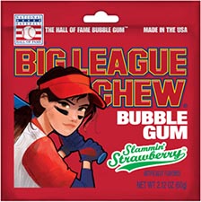 Big League Chew Slammin' Strawberry Bubble Gum, 2.12 oz, 12 Pack Box
