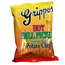 Grippos Hot Dill Potato Chips 2.75oz Bags 24ct