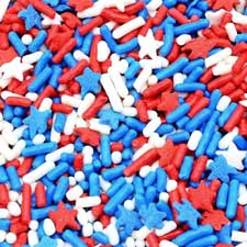 Candy Retailer All American Patriotic Cupcake Sprinkles Stars and Stripes 4oz