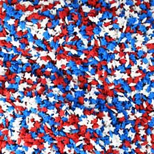 Candy Retailer All American Patriotic Cupcake Sprinkles Mini Red, White, and Blue Star Shapes 16oz