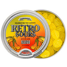 Retro Sours Mango Hard Tangy Candy, 2.12oz Tin