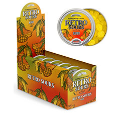 Retro Sours Mango Hard Tangy Candy, 2.12oz Tin, Pack of 8