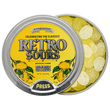 Retro Sours Citrus Hard Tangy Candy, 2.12oz Tin