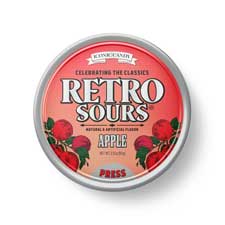 Retro Sours Red Apple Hard Tangy Candy, 2.12oz Tin