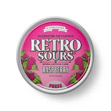 Retro Sours Raspberry Hard Tangy Candy, 2.12oz Tin