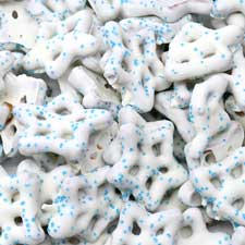Candy Retailer Yogurt Covered Snowflake Pretzels with Blue Sugar 1Lb