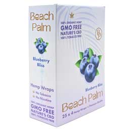 Beach Palm Hemp Wraps Blueberry Bliss 25 Packs of 4 