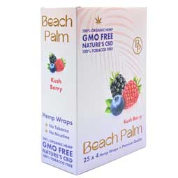 Beach Palm Hemp Wraps Kush Berry 25 Packs of 4 