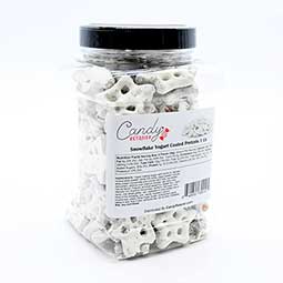 Candy Retailer Snowflake Yogurt Coated Pretzels With Silver Sprinkles 1lb Jar 