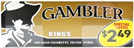 Gambler Cigarette Tubes Gold PP 2.49 200ct Box 