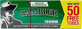 Gambler Cigarette Tubes Menthol 100s 250ct Box 