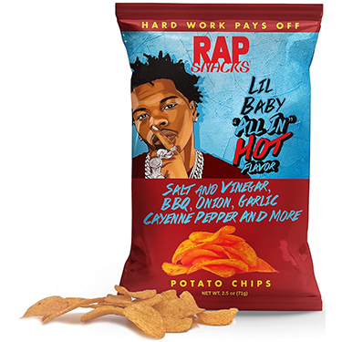 RAP SNACKS Lil Baby All In Hot Flavor 2.5oz Bag Expires March 12th 2025 