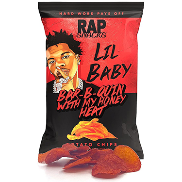 RAP SNACKS Lil Baby Bar B Quin With My Honey Heat 2.5oz Bag Expires February 21st 2025 