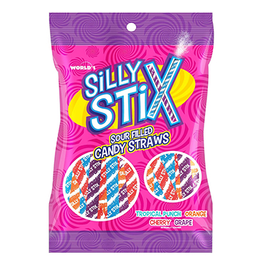 Silly Stix Sour Powder Filled Candy Straws 2.75oz Bag 