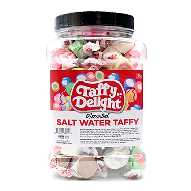 Taffy Delight Assorted Salt Water Taffy 16oz Jar 