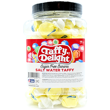 Taffy Delight Sugar Free Banana Salt Water Taffy 16oz Jar 